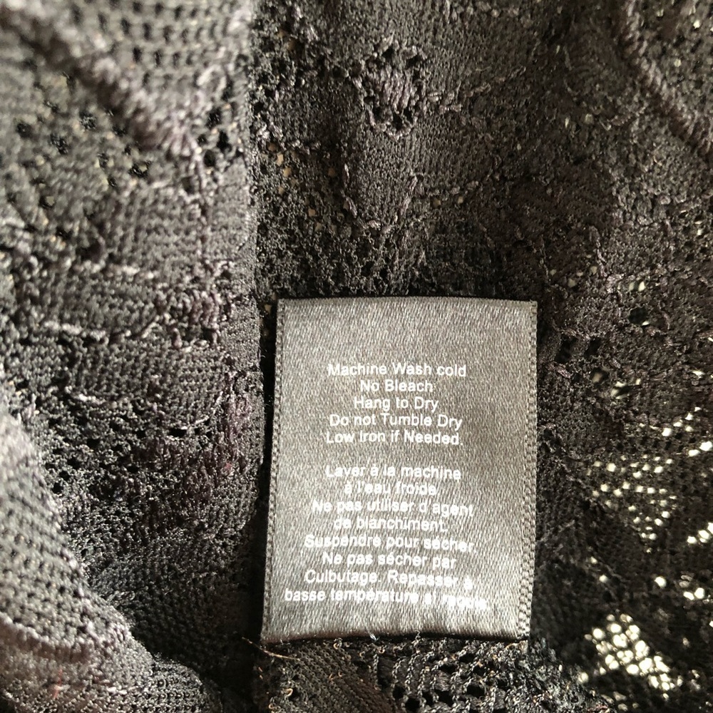 Talula Aritzia Black Floral Lace Long Sleeve Scoop Neck Mini Dress M - Picture 11 of 13